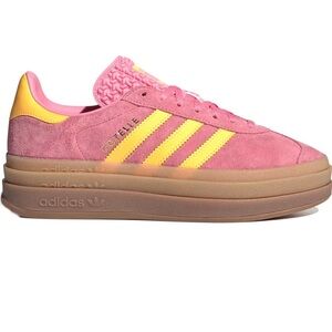 Adidas Women's Pink and Yellow Sneakers Gazelle Platform